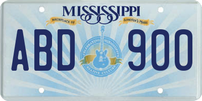 MS license plate ABD900