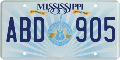 MS license plate ABD905
