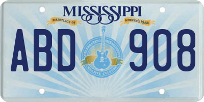 MS license plate ABD908