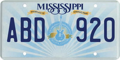MS license plate ABD920