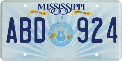 MS license plate ABD924