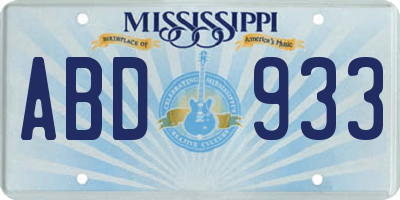 MS license plate ABD933