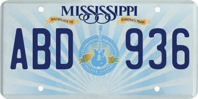 MS license plate ABD936
