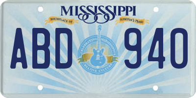 MS license plate ABD940