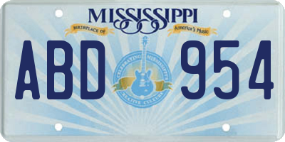 MS license plate ABD954