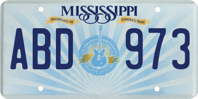 MS license plate ABD973