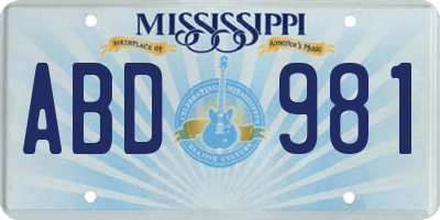MS license plate ABD981