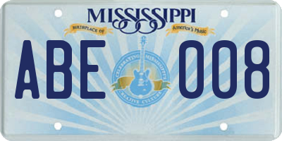 MS license plate ABE008