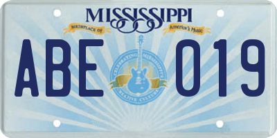 MS license plate ABE019