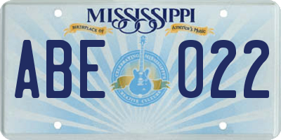 MS license plate ABE022