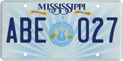 MS license plate ABE027