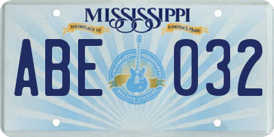 MS license plate ABE032