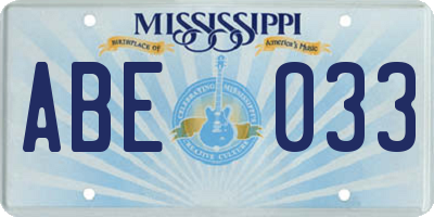 MS license plate ABE033