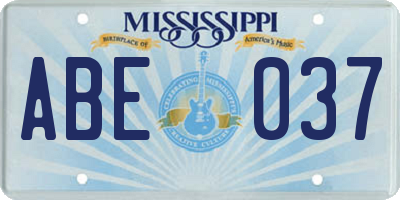 MS license plate ABE037