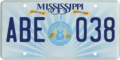 MS license plate ABE038