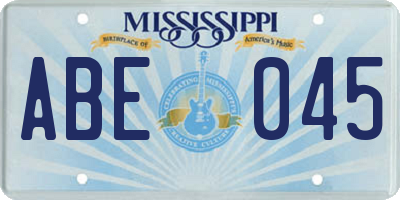 MS license plate ABE045