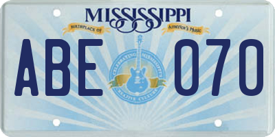 MS license plate ABE070