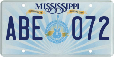 MS license plate ABE072