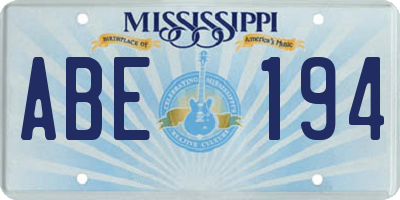 MS license plate ABE194