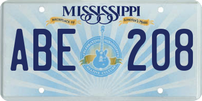 MS license plate ABE208