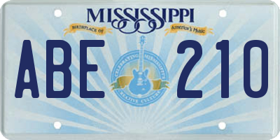 MS license plate ABE210