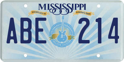 MS license plate ABE214