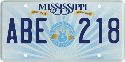 MS license plate ABE218