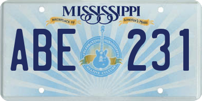 MS license plate ABE231
