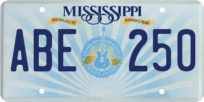 MS license plate ABE250