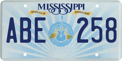 MS license plate ABE258
