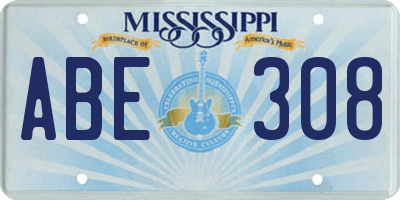 MS license plate ABE308
