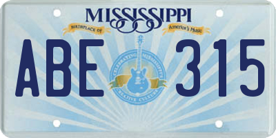MS license plate ABE315