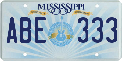 MS license plate ABE333