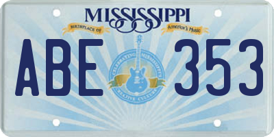 MS license plate ABE353