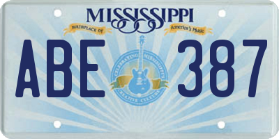 MS license plate ABE387