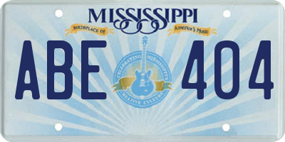 MS license plate ABE404