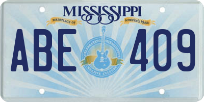 MS license plate ABE409