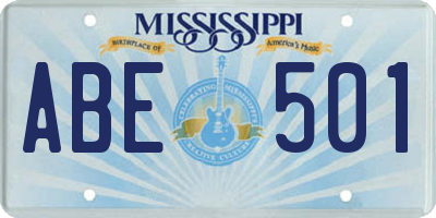 MS license plate ABE501