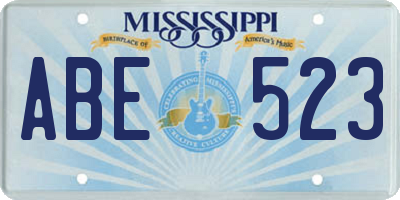 MS license plate ABE523
