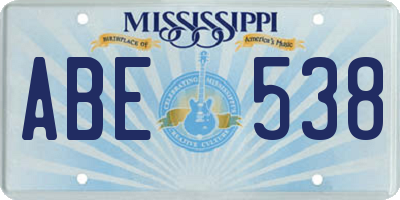 MS license plate ABE538