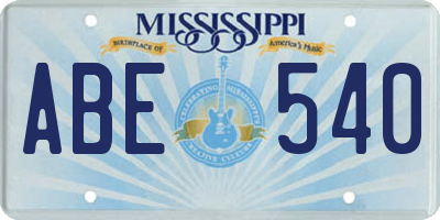 MS license plate ABE540