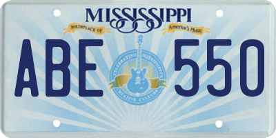 MS license plate ABE550