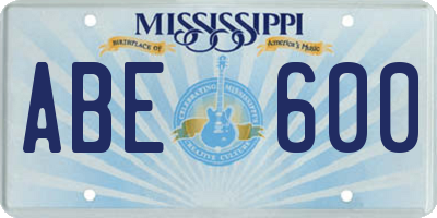 MS license plate ABE600