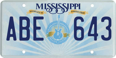 MS license plate ABE643