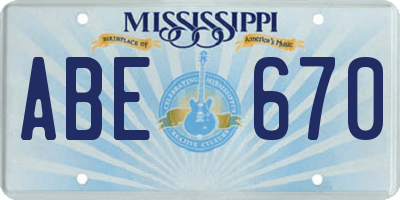 MS license plate ABE670