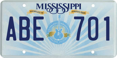 MS license plate ABE701