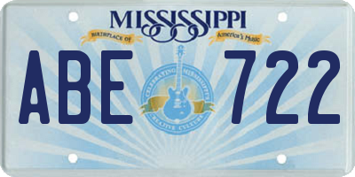 MS license plate ABE722