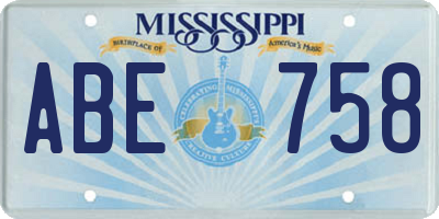 MS license plate ABE758