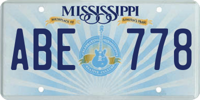 MS license plate ABE778