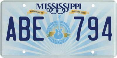 MS license plate ABE794